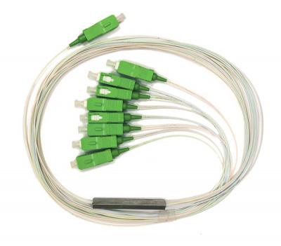 Оптический сплиттер PLC 1х8 SC/APC 0,9 бескорпусный, 1м